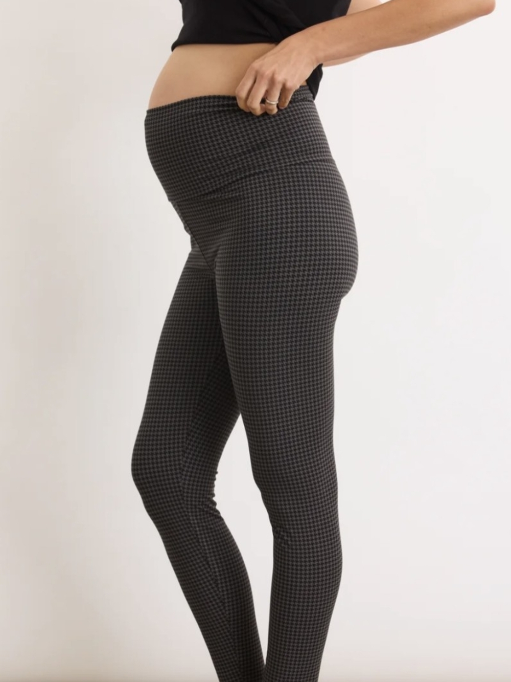 HATCH Maternity: Before, During & Aftter Legging - Grey/black Houndstooth